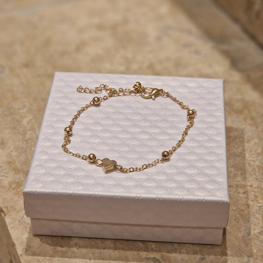 Mini Heart Anklet ~ Gold