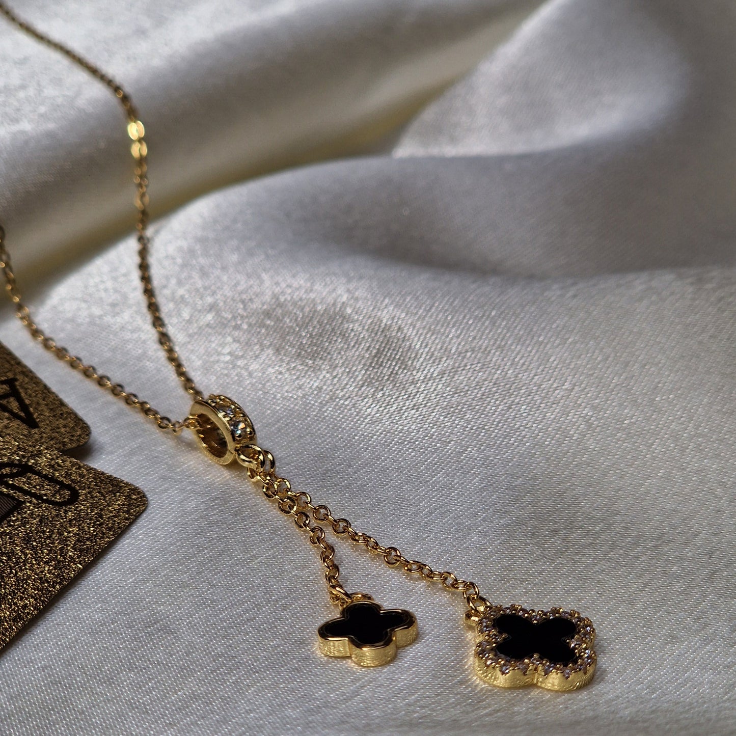 Drop Clover Necklace ~ Gold