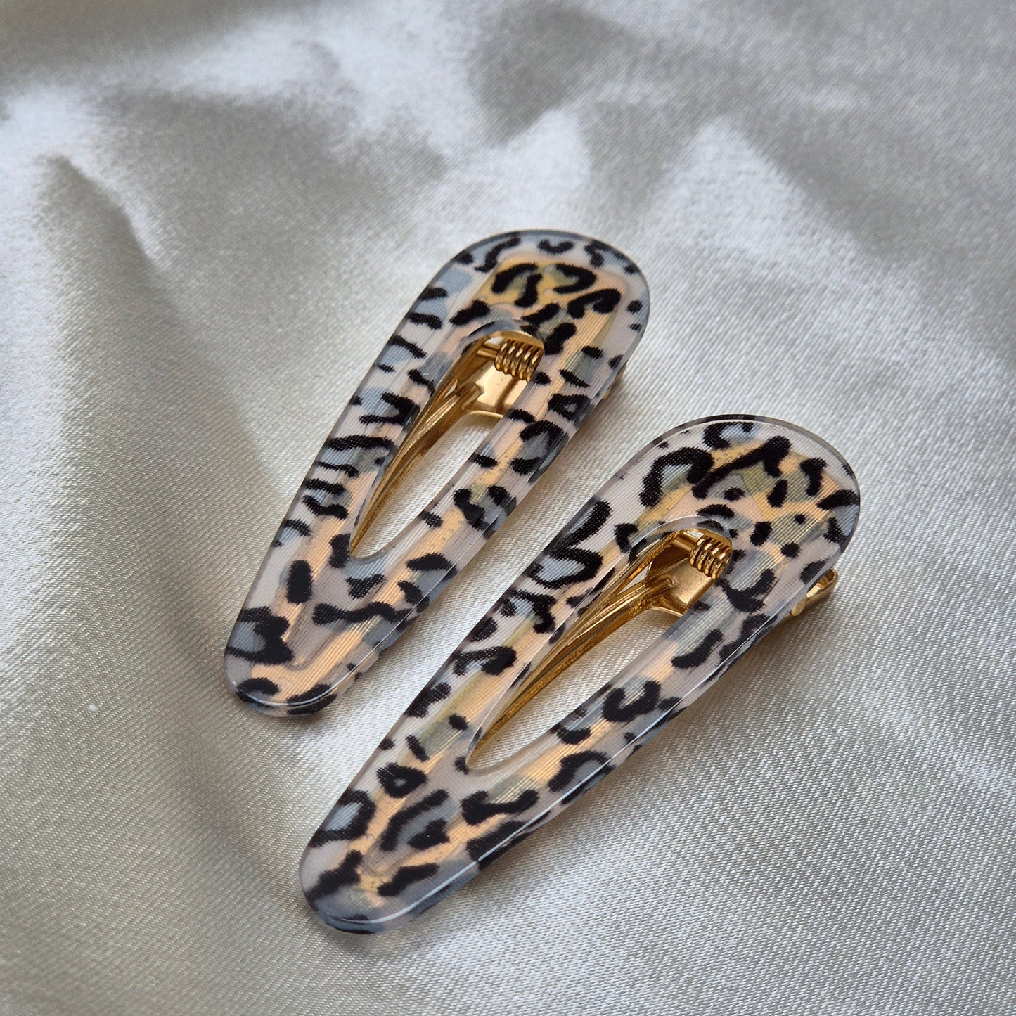 Large Hair Clip Duo ~ Leopard Print