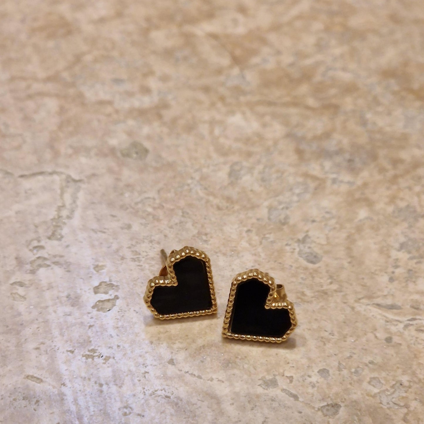 Serendipity Heart Studs ~ Black